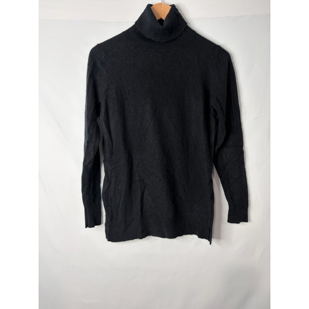 Nordstrom 100% Cashmere Turtleneck SweaterWomens L Black Minimalist Quiet Luxury